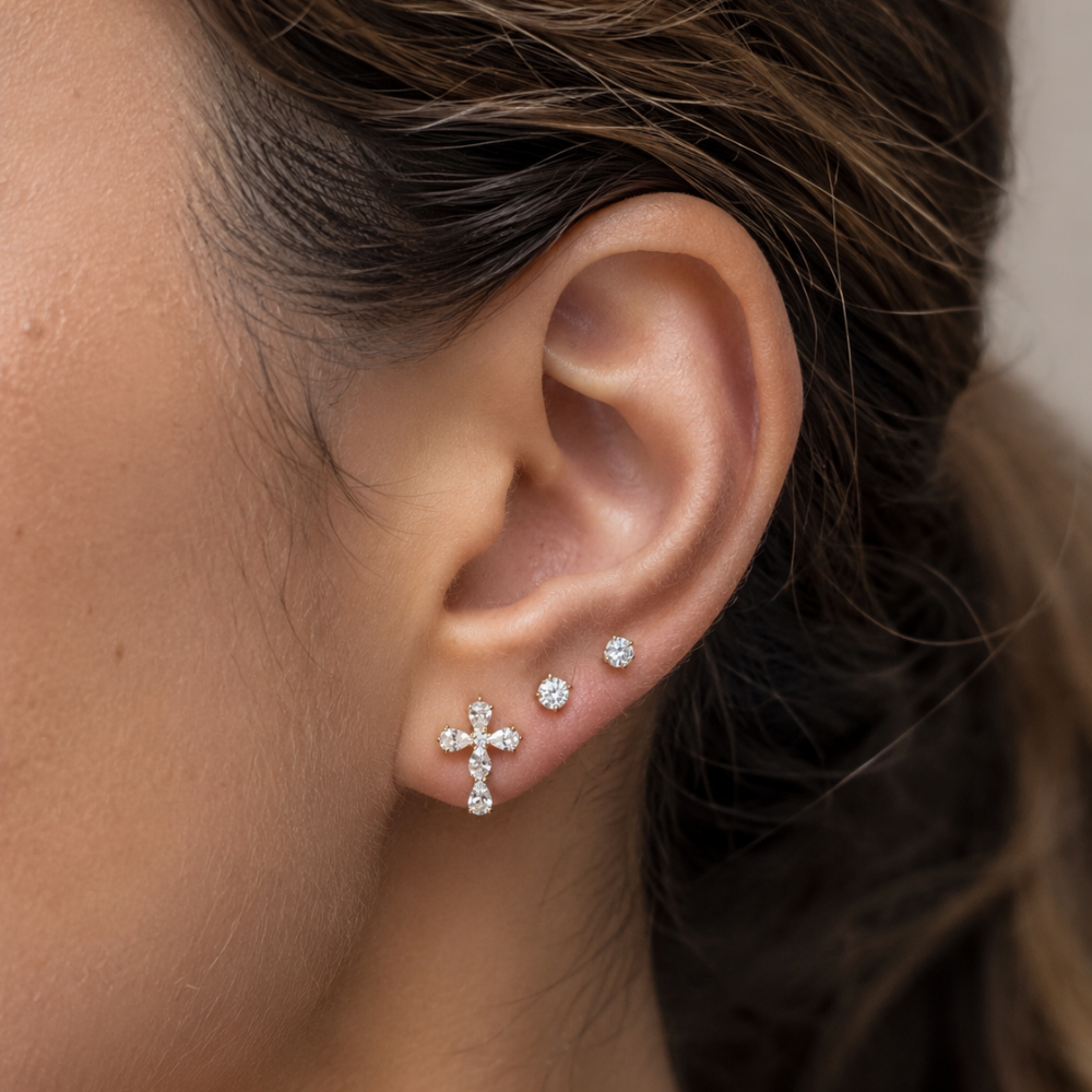 Ozdobný kříž Titanium Labret se zirkony