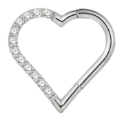 Titanium Segmented Clicker With Zircons - Heart - Piercing Planet