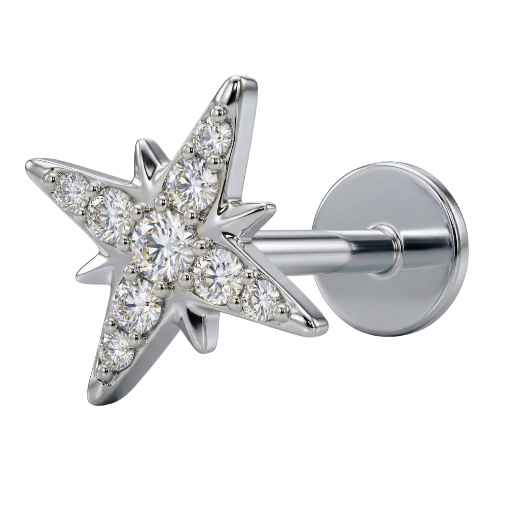 Titanium Decorative Labret - Luminous Star with Cubic Zirconia