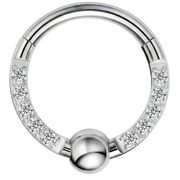 Titanium Segmented Clicker With Zircons and Ball - Circle - Piercing Planet