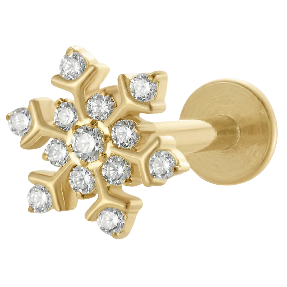 Titanový dekorativní labret - sněhová vločka se zirkony