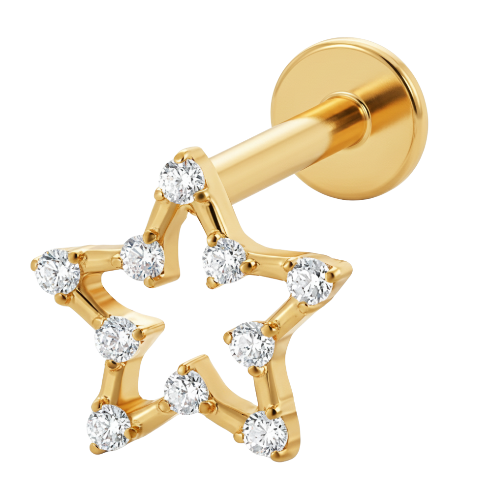 Titanium Decorative Labret - Cubic Zirconia Star