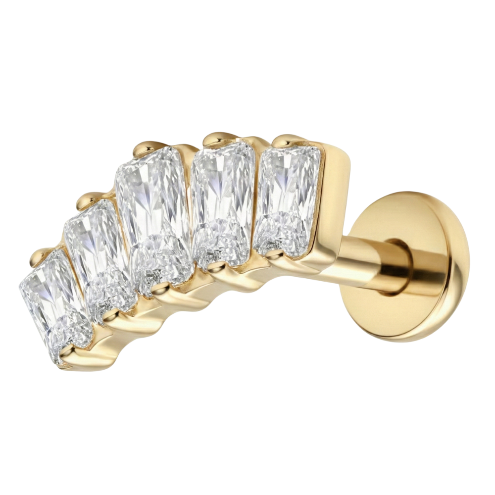 Titanium Decorative Labret - Arc With Zircons