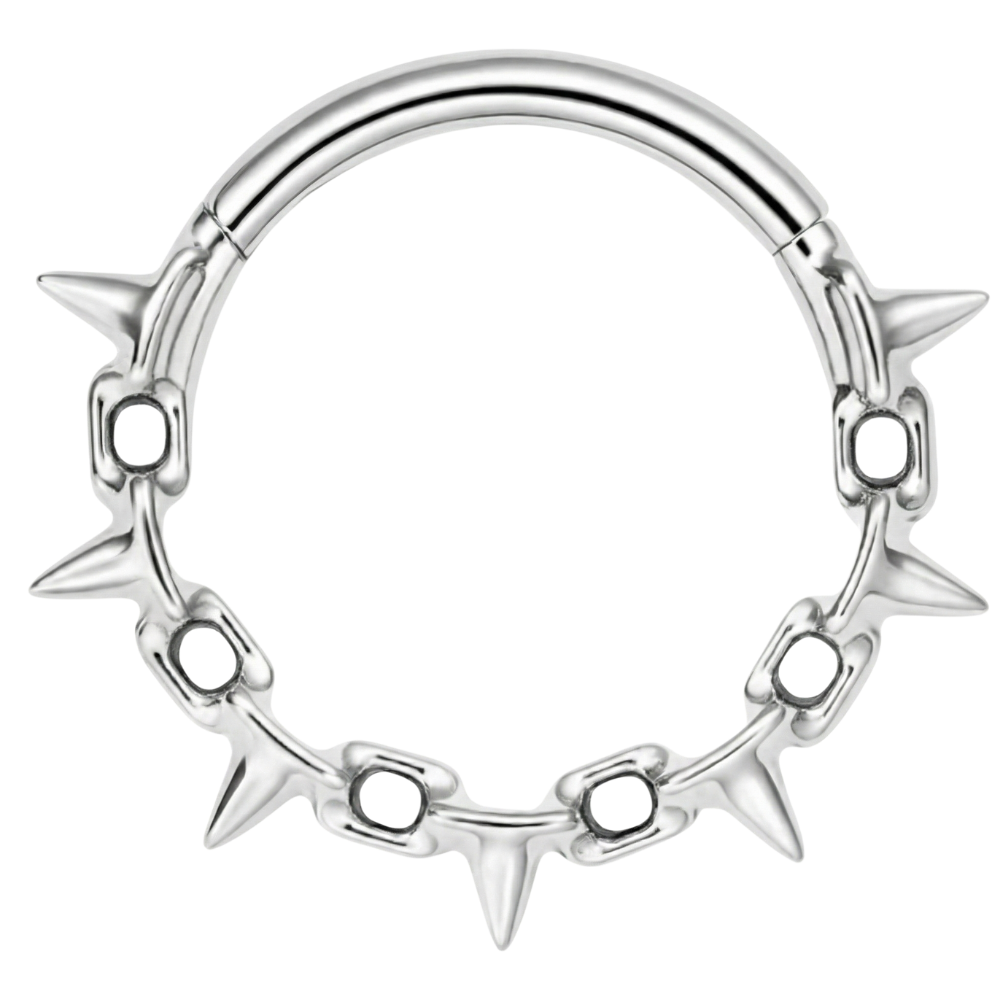 Titanium Segmented Clicker With Thorns - Circle - Piercing Planet