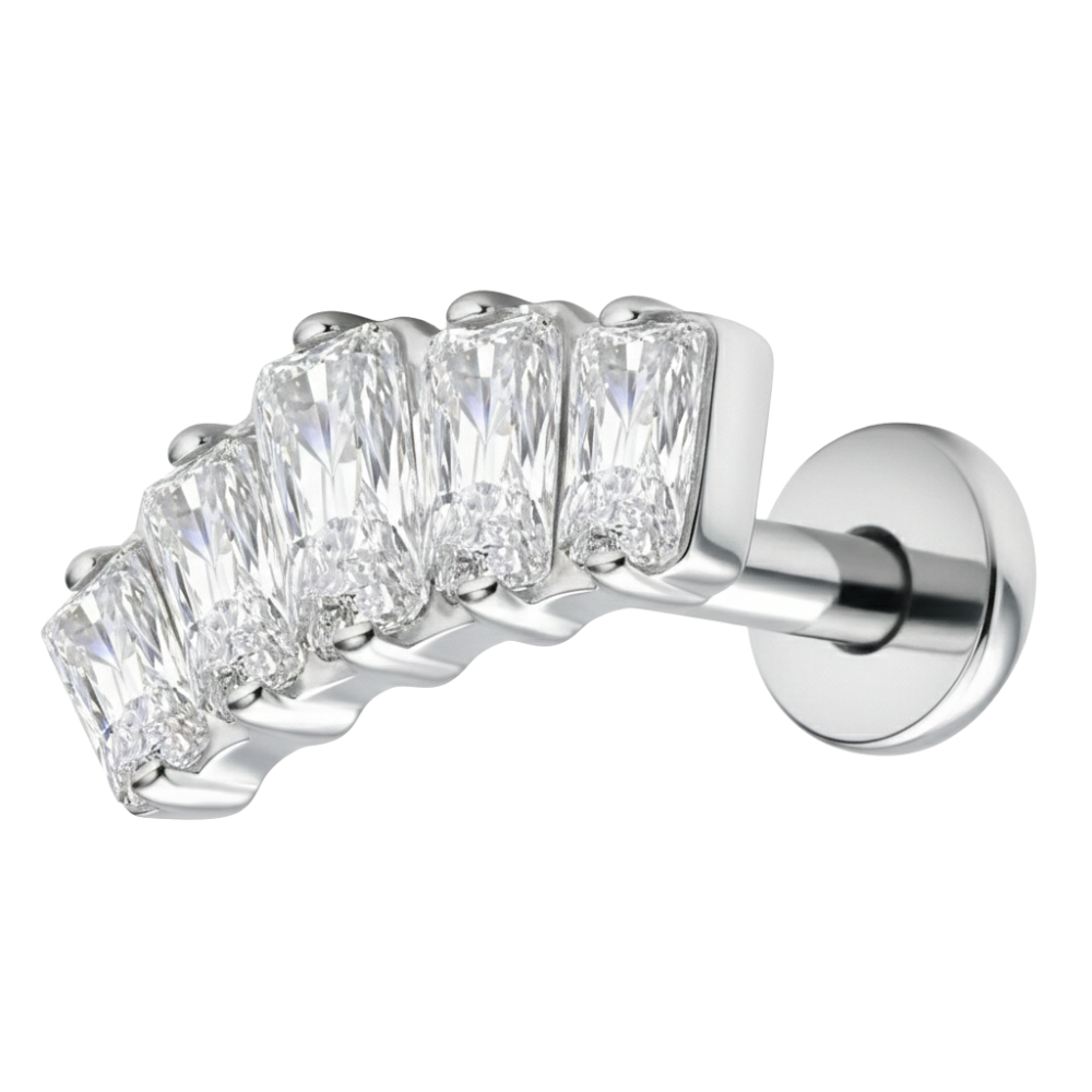 Titanium Decorative Labret - Arc With Zircons