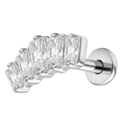 Titanium Decorative Labret - Arc With Zircons