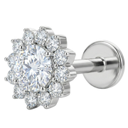 Titanium Decorative Labret - Flower with Cubic Zirconias and Balls