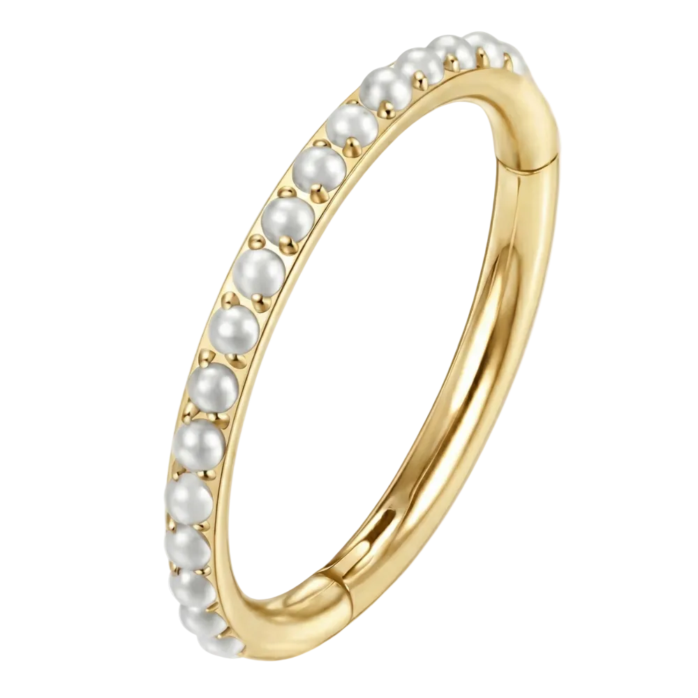 Titanový segmentový kliker s perlami - kruh - pronikající planeta