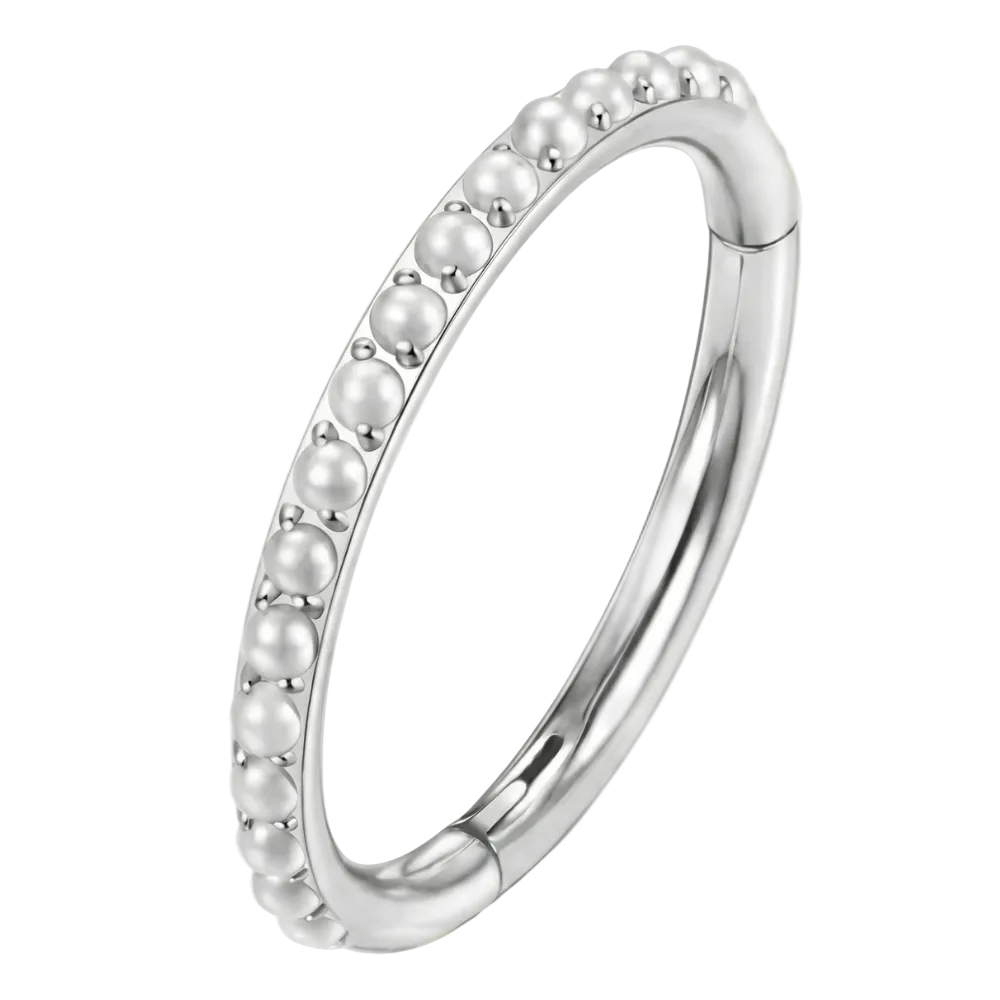 Titanový segmentový kliker s perlami - kruh - pronikající planeta