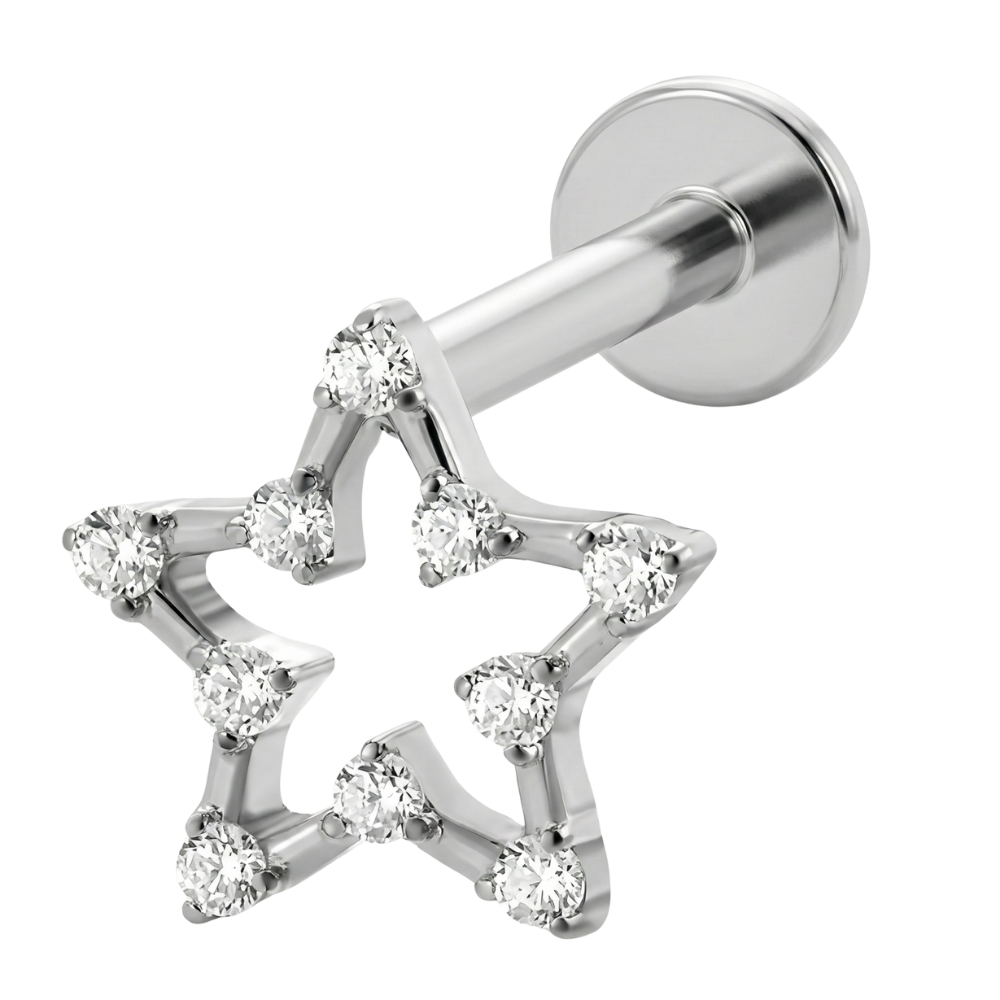 Titanium Decorative Labret - Cubic Zirconia Star