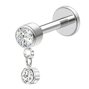 Decorative Titanium Labret - With Pendant and Cubic Zirconias