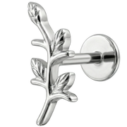 Titanium Decorative Labret - Branch with Leaves