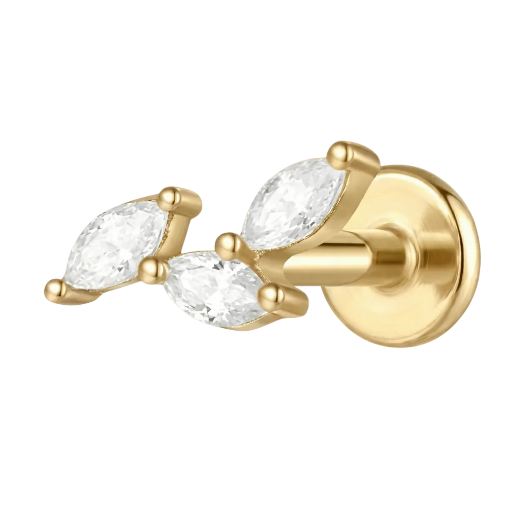 Titan Dekorativní Labret - Tři Listy Se Zirkony