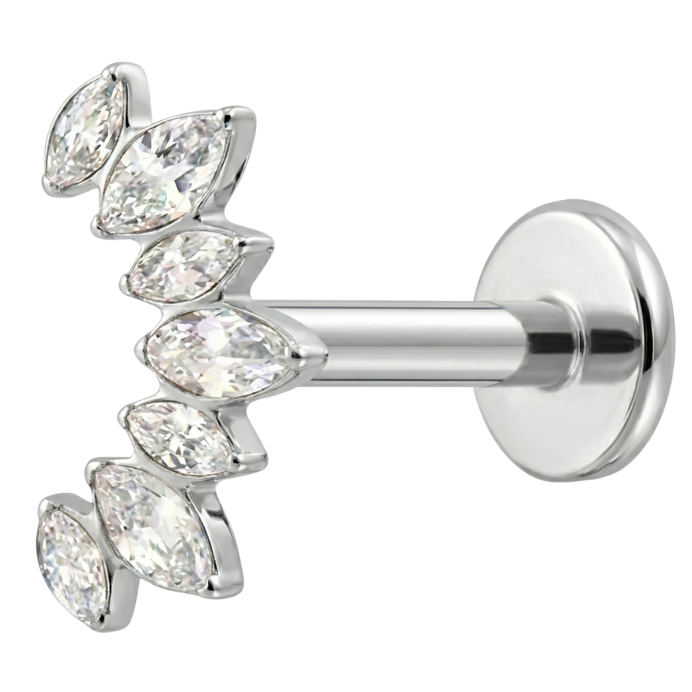 Titanium Decorative Labret - Leaf of 7 Cubic Zirconias
