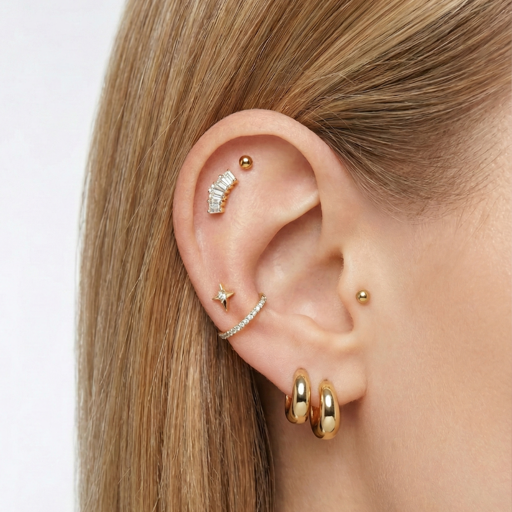 Titanium Decorative Labret - Arc With Zircons