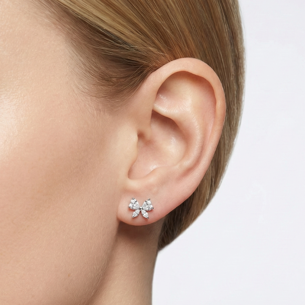 Tytanowy Labret Ozdobny - Kokarda Z Cyrkonią