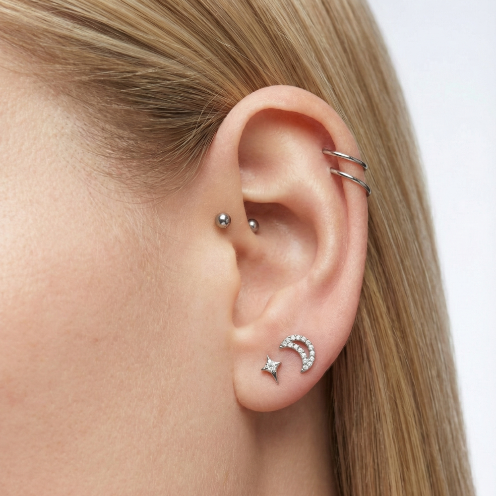 Tytanowy Labret Ozdobny - Cyrkoniowy Księżyc