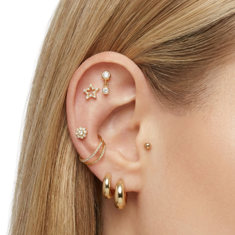 Titanium Decorative Labret - Cubic Zirconia Star