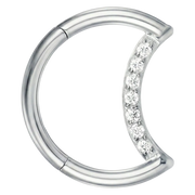 Titanium Segmented Clicker With Zircons - Moon - Piercing Planet