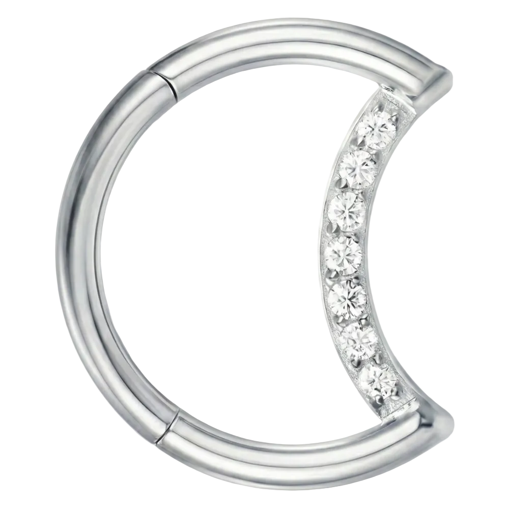 Titanium Segmented Clicker With Zircons - Moon - Piercing Planet