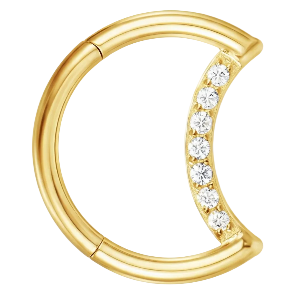 Titanium Segmented Clicker With Zircons - Moon - Piercing Planet