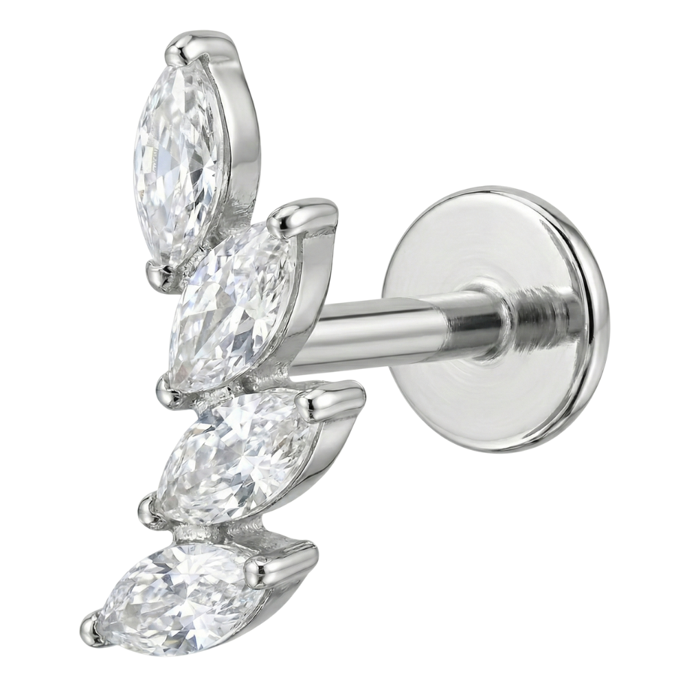 Tytanowy Labret Ozdobny - Gałązka Z Cyrkoniami