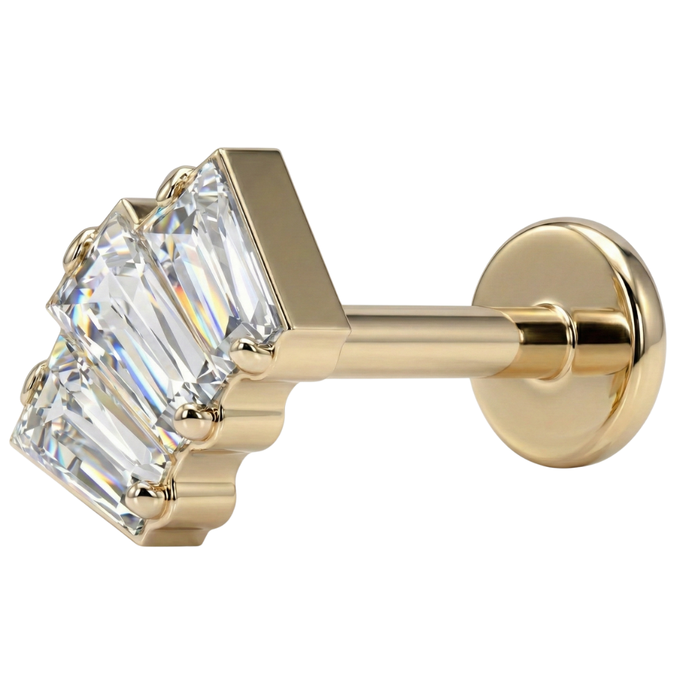 Tytanowy Labret Ozdobny - Kaskada Z Cyrkoniami