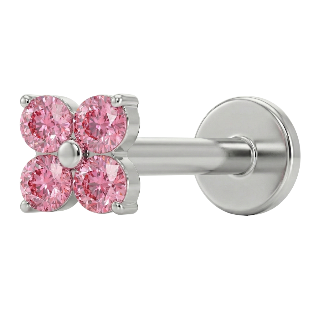 Titanium Decorative Labret - Four Zircons