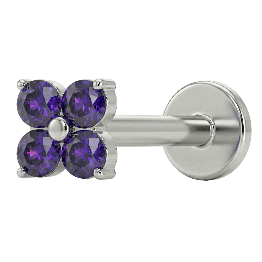 Titanium Decorative Labret - Four Zircons