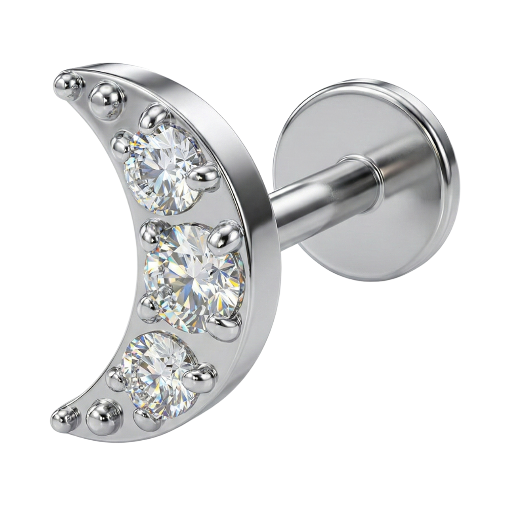 Titan Dekorativní Labret - Půlměsíc Se Zirkony