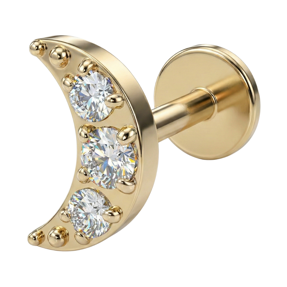 Titan Dekorativní Labret - Půlměsíc Se Zirkony