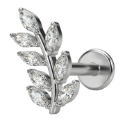 Titanium Decorative Labret - Branch with Cubic Zirconia