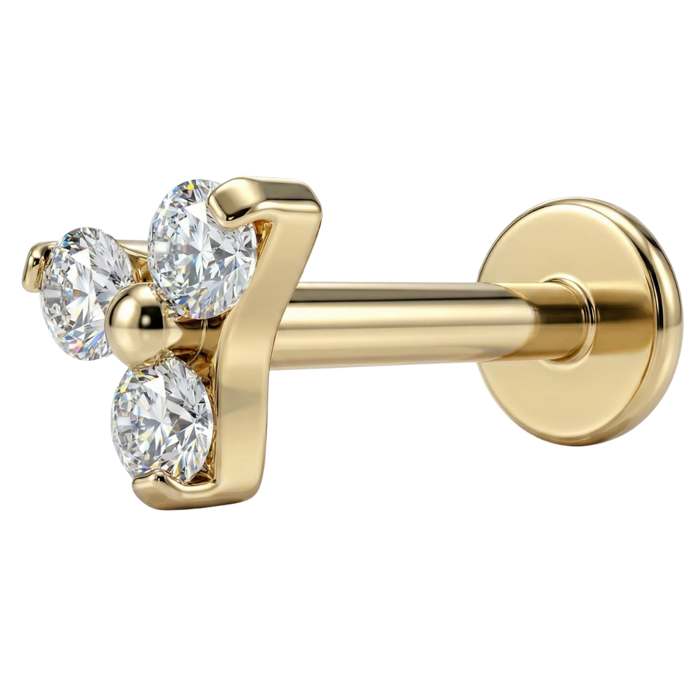 Tytanowy Labret Ozdobny - Trzy Cyrkonie