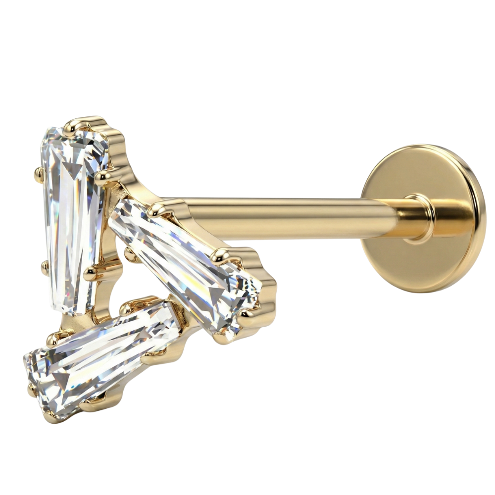 Titanium Decorative Labret - Triangle with Cubic Zirconia