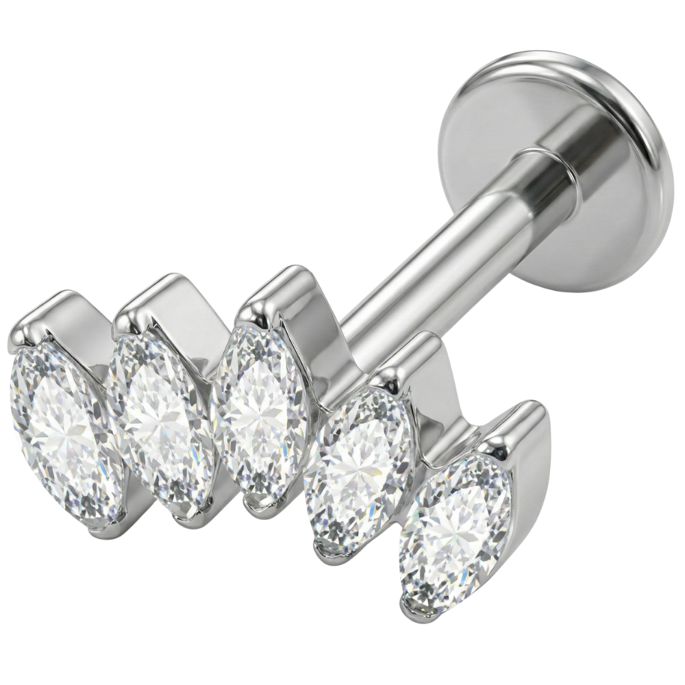 Tytanowy Labret Ozdobny - Rząd Cyrkonii