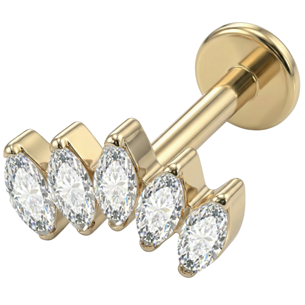 Tytanowy Labret Ozdobny - Rząd Cyrkonii