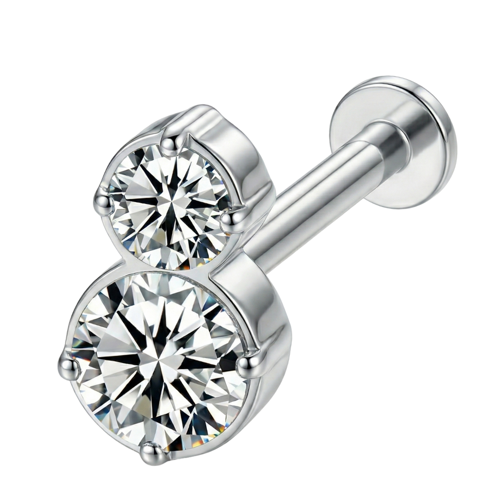 Titanový dekorativní labret - dva zirkony