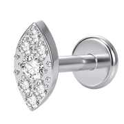 Titanium Decorative Labret - Almond with Cubic Zirconia