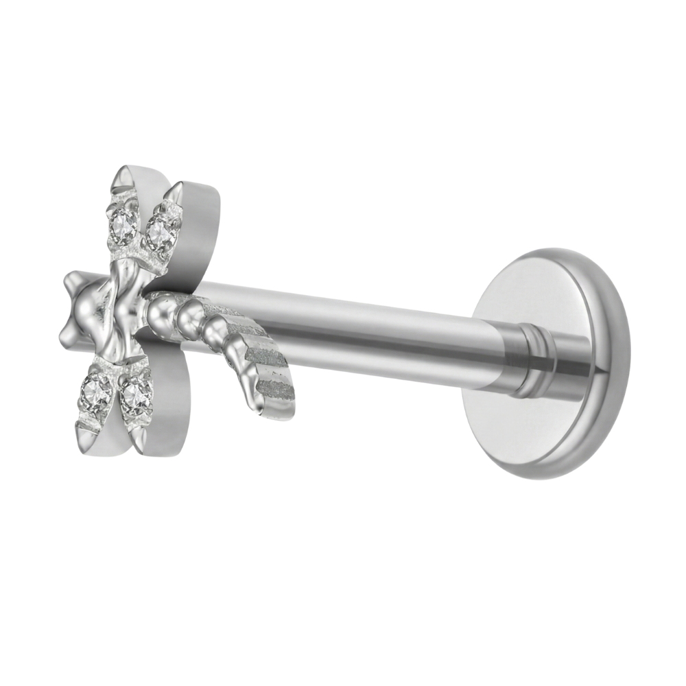 Tytanowy Labret Ozdobny - Ważka Z Cyrkoniami