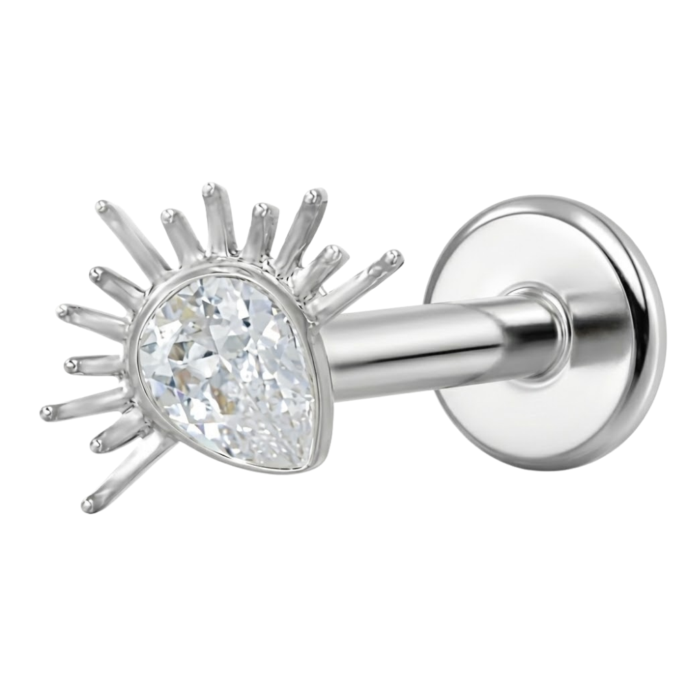 Titan Dekorativní Labret - Kubický Zirkonie S Paprsky