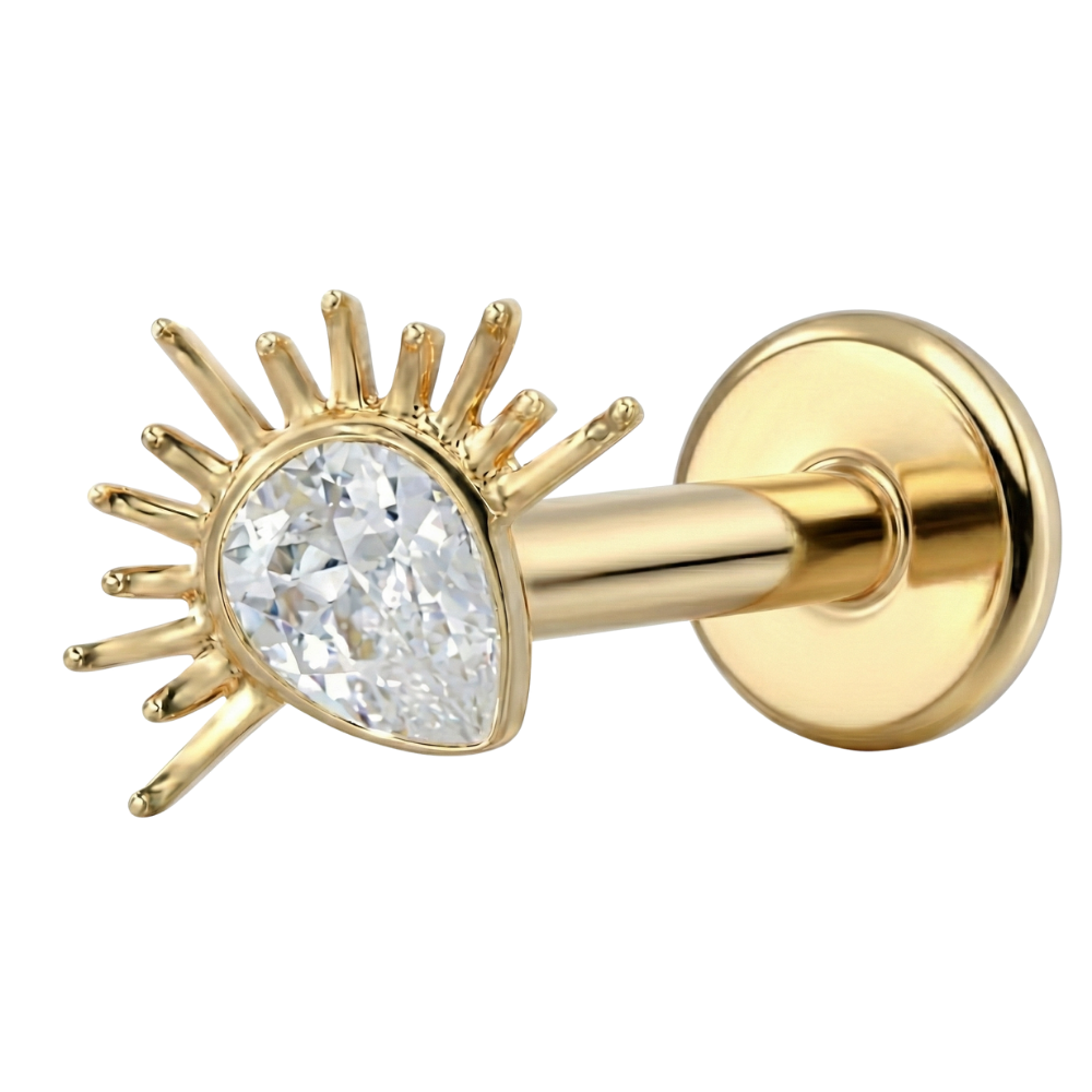 Titan Dekorativní Labret - Kubický Zirkonie S Paprsky