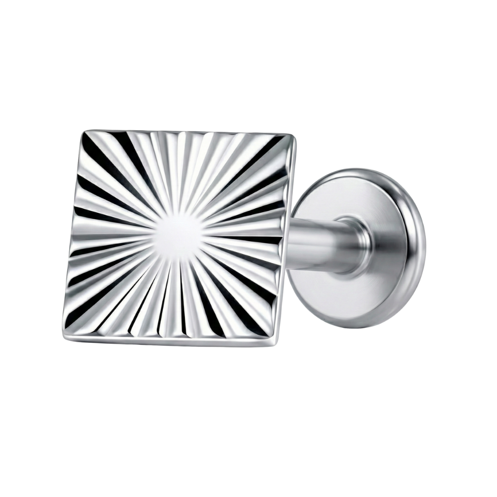 Tytanowy Labret Ozdobny - Strukturalny Kwadracik