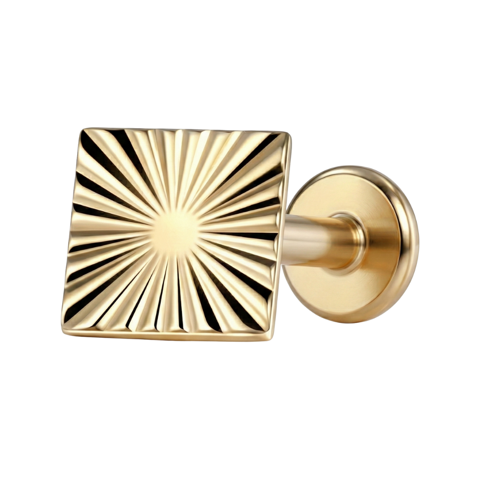 Tytanowy Labret Ozdobny - Strukturalny Kwadracik