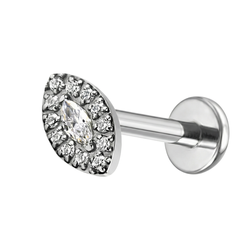 Titanium Decorative Labret - Eye With Zircons