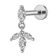 Titanium Decorative Labret - Cubic Zirconia with Pendant