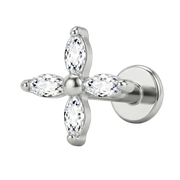 Titanium Decorative Labret - Flower with Cubic Zirconia Leaves