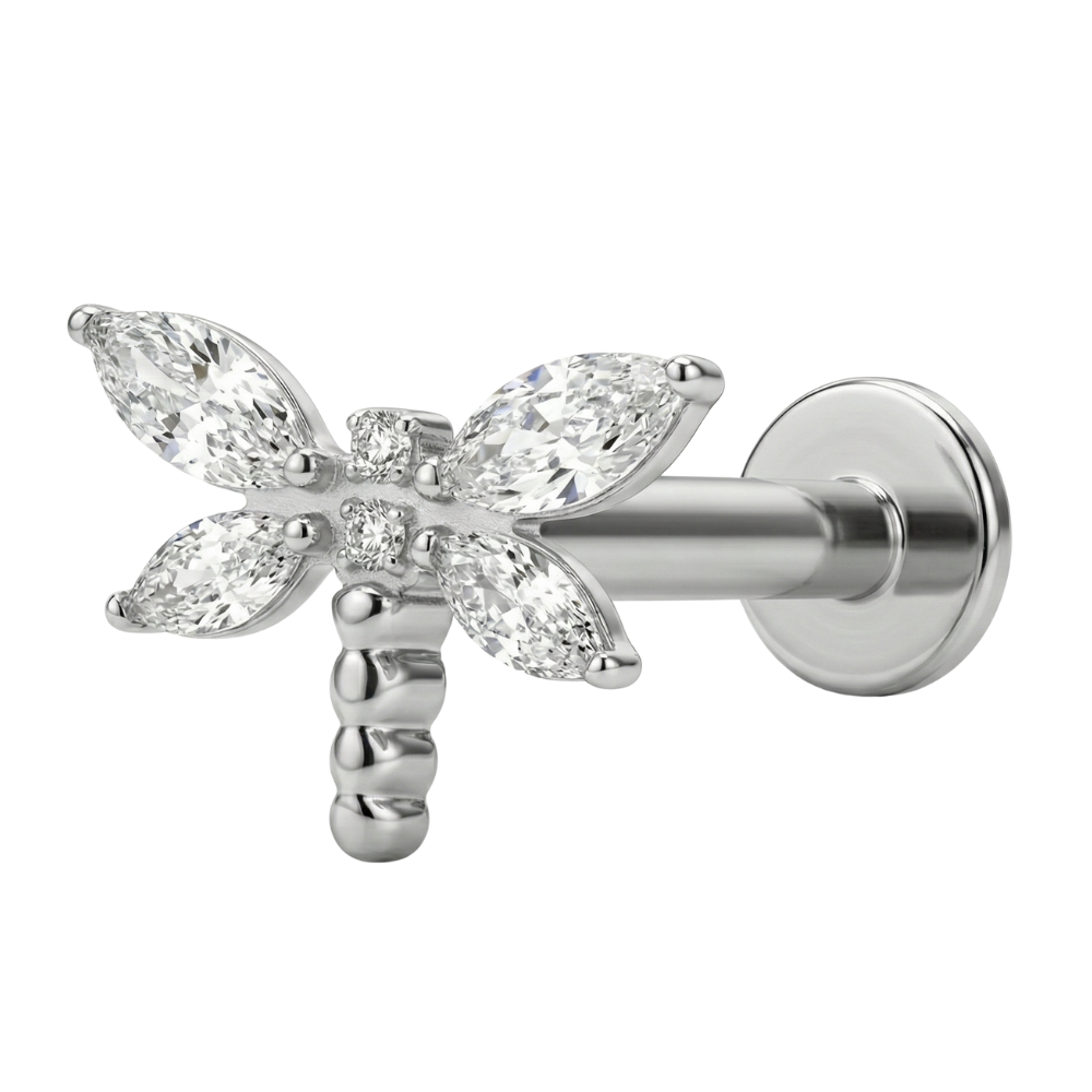 Tytanowy Labret Ozdobny - Cyrkoniowa Ważka