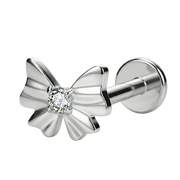 Decorative Titanium Labret - Bow with Cubic Zirconia