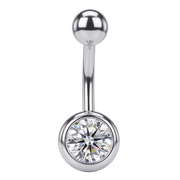 Stalowy Kolczyk Do Pępka - Kuleczka & Cyrkonia
