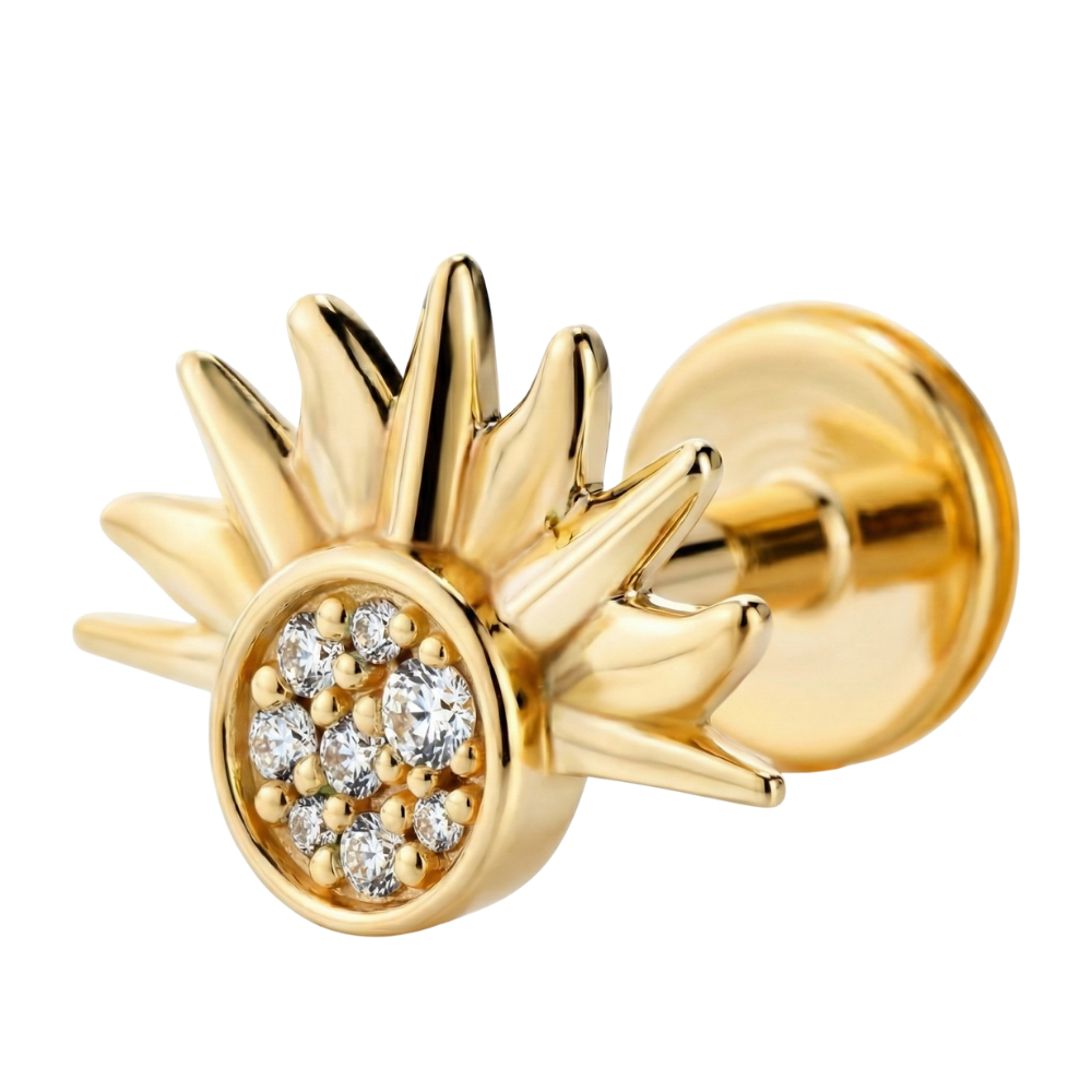 Tytanowy Labret Ozdobny - Słońce Z Cyrkoniami